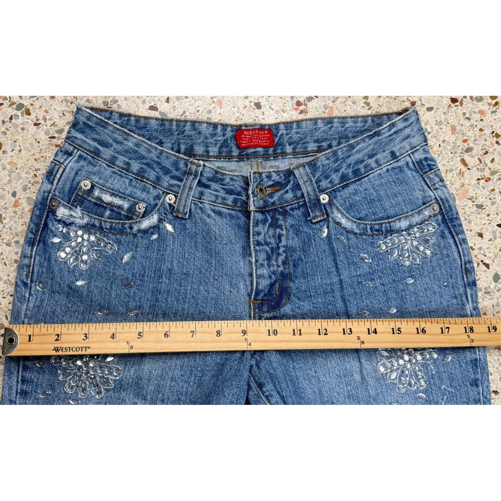 Guess‎ USA Vtg Women's Distressed & Bedazzled Bootcut Denim Jeans Size 29 - Picture 7 of 12